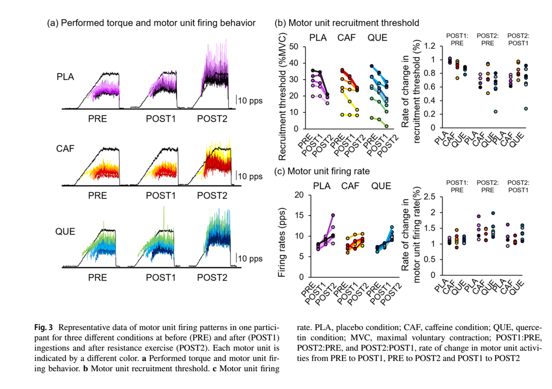 Acute effects of caffeine or quercetin ingestion on motor unit firing pattern before and after resistance exercise
